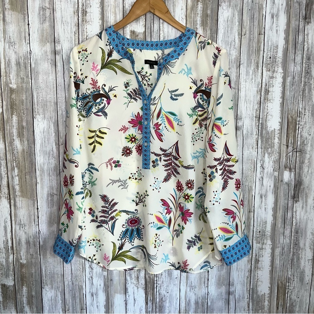 Talbots Dancing Floral Band Collar Popover - Picture 2 of 7